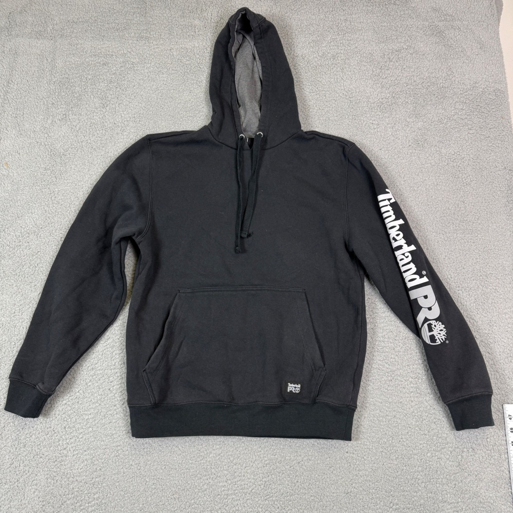 Timberland PRO Mens Black Sleeve Logo Workwear Hoodie Sweatshirt Small